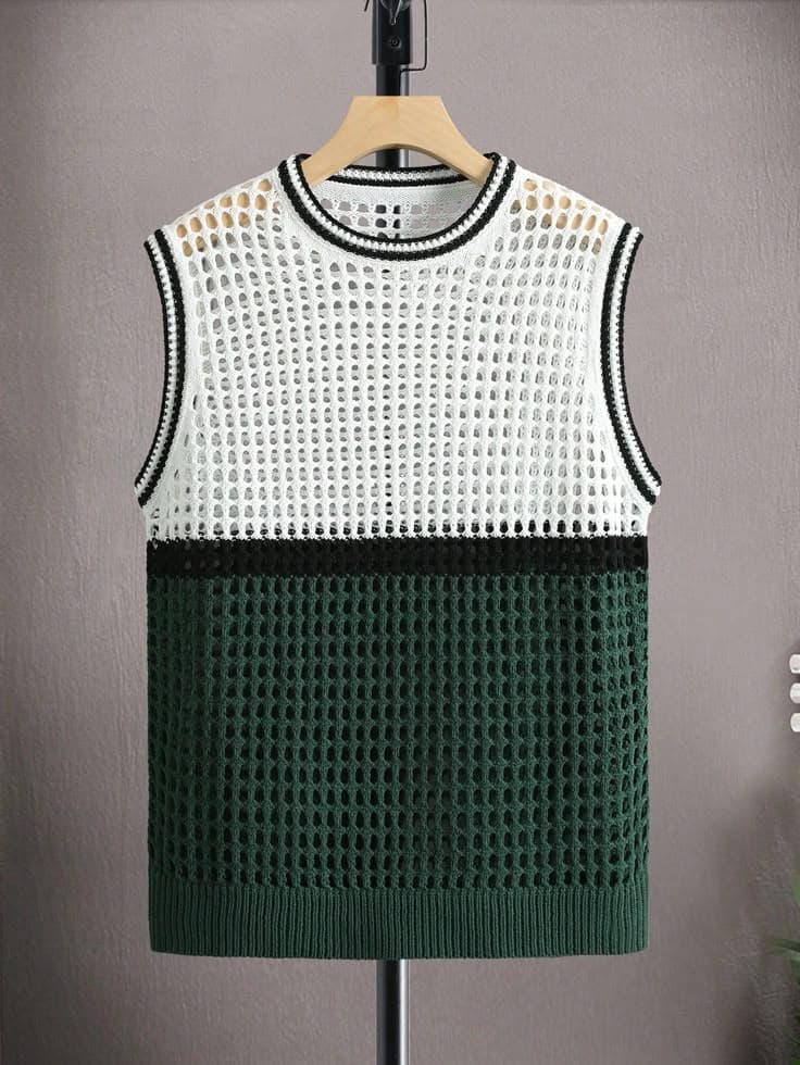 Men Colourblock Pointelle